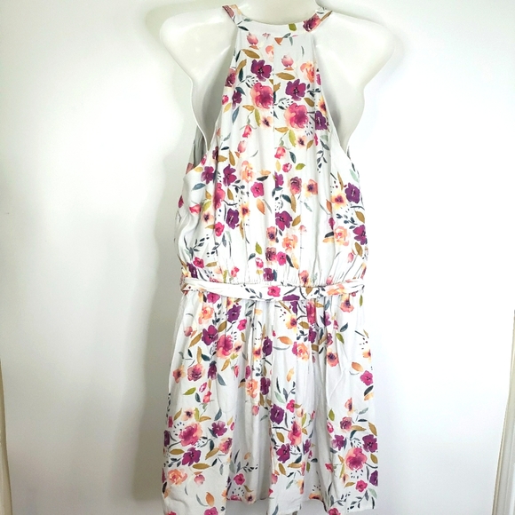 AQUA Floral Sleeveless Belted Rayon Midi Dress - Picture 6 of 9